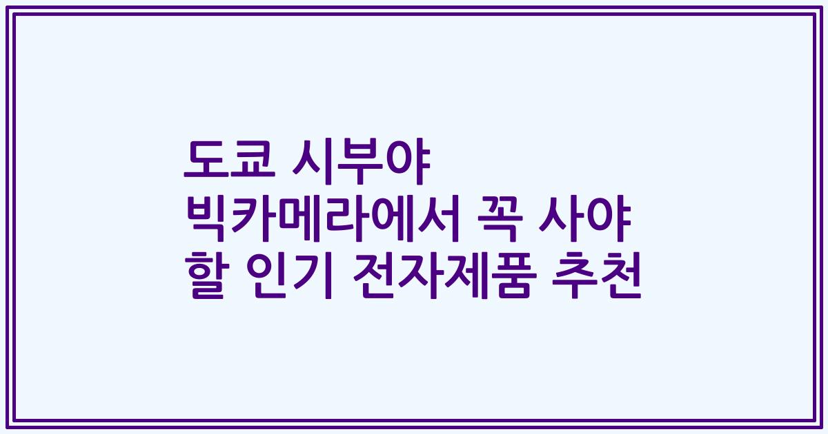 도쿄 시부야 빅카메라에서 꼭 사야 할 인기 전자제품 추천