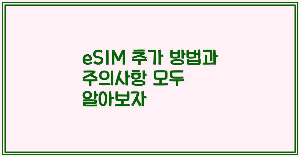 eSIM 추가 방법과 주의사항 모두 알아보자