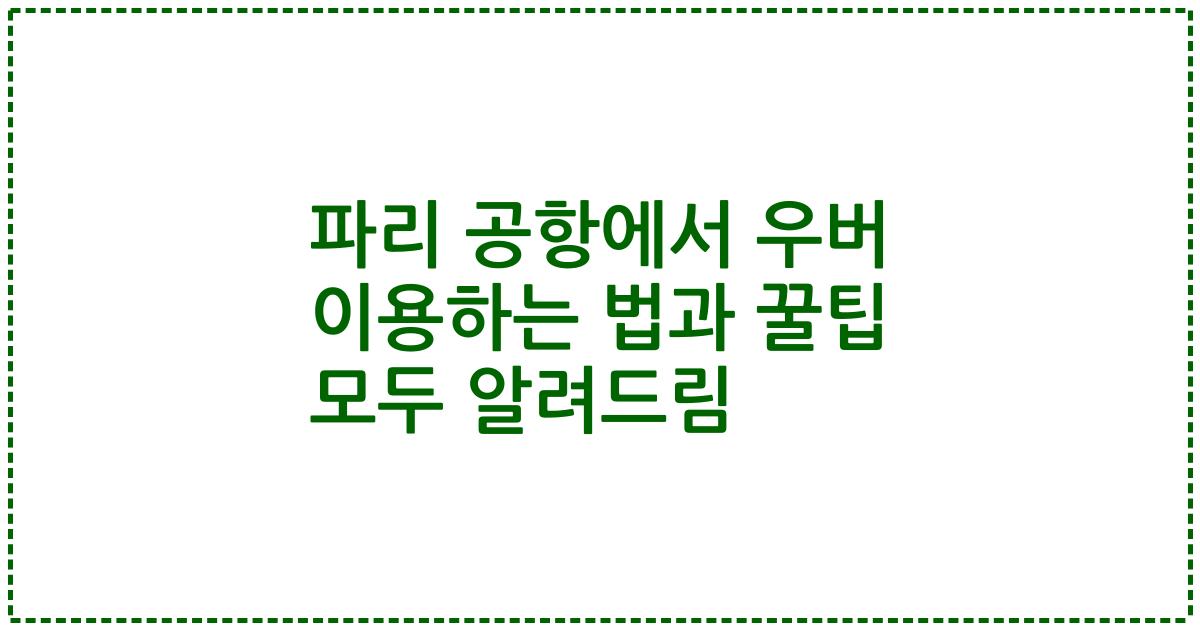 파리 공항에서 우버 이용하는 법과 꿀팁 모두 알려드림