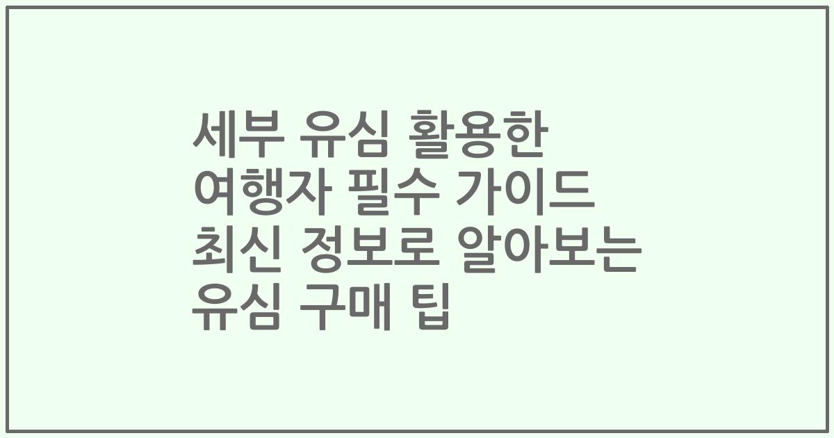 세부 유심 활용한 여행자 필수 가이드 최신 정보로 알아보는 유심 구매 팁